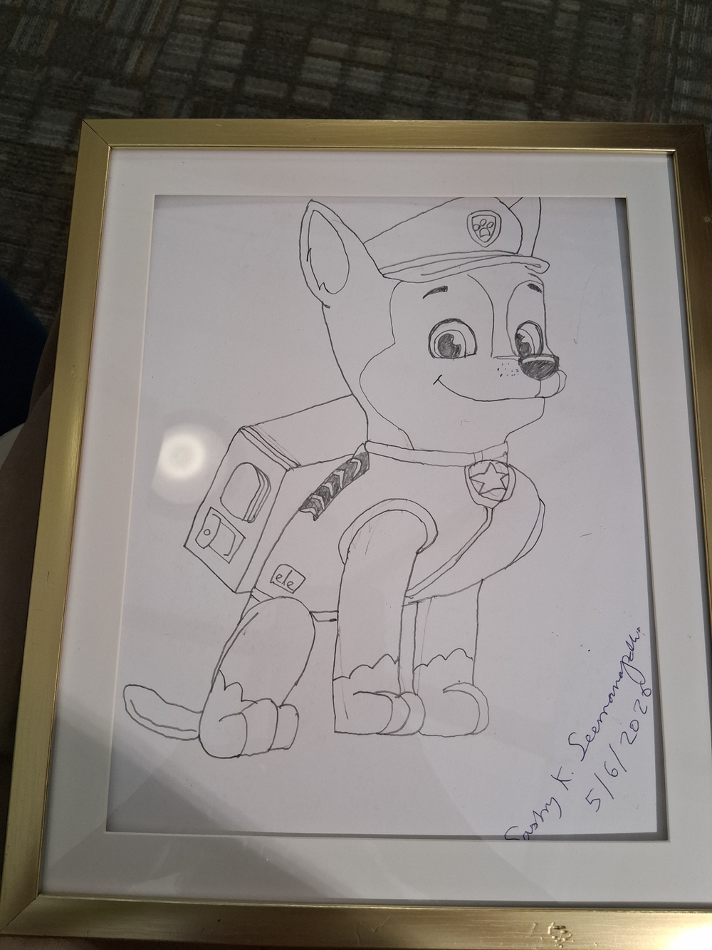 Paw Patrol Gold Framed Black Line Art